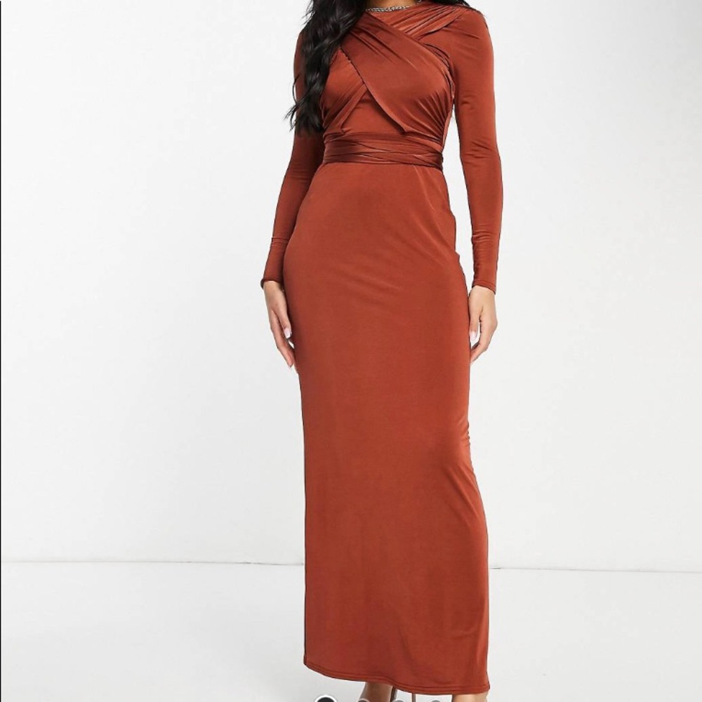 ASOS maxi long sleeve dress rustic